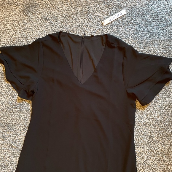 NWT! Black Flutter Sleeve Sheath Dress - Picture 4 of 4